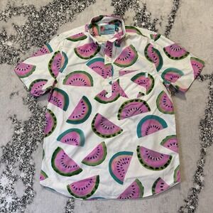 Chubbies Shirt Mens Size Large Pink Watermelon Graphic Popover Friday Beach